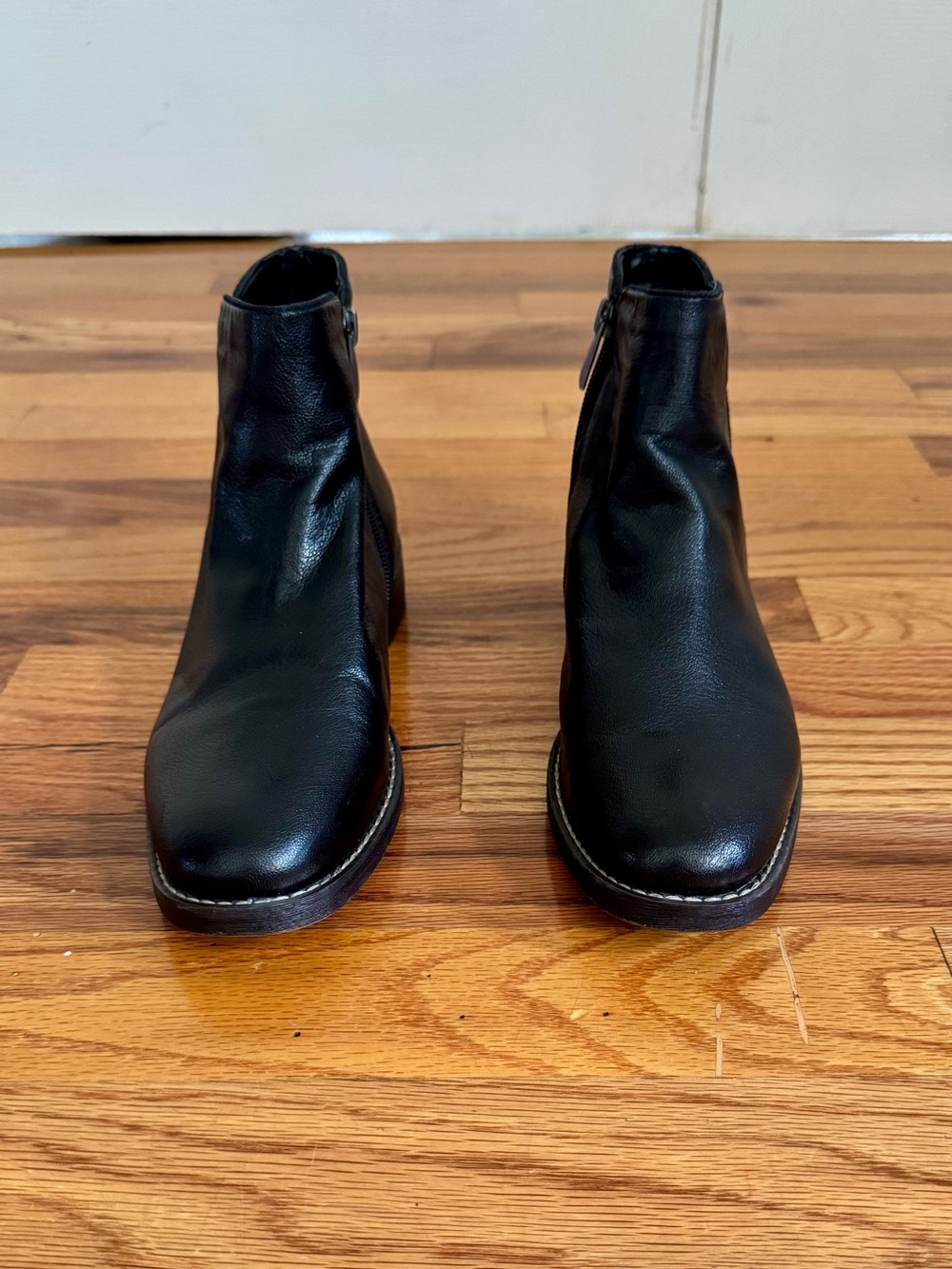 Franco Sarto Black Leather Side-Zip Ankle Booties